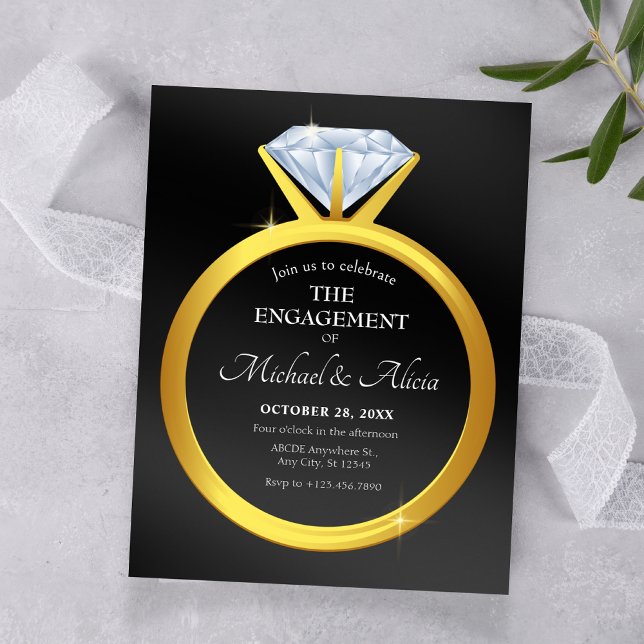 Modern simple diamond ring engagement invitation (Creator Uploaded)