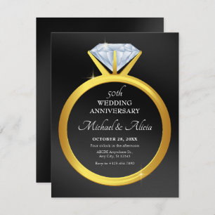 Modern simple diamond ring wedding anniversary invitation