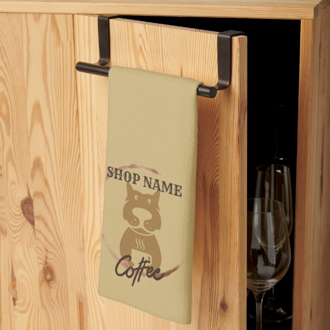 Modern Simple DOG Cafe coffee Tea shop Towel (Thirds Fold)