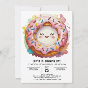 Modern Simple Doughnuts Birthday Invitation