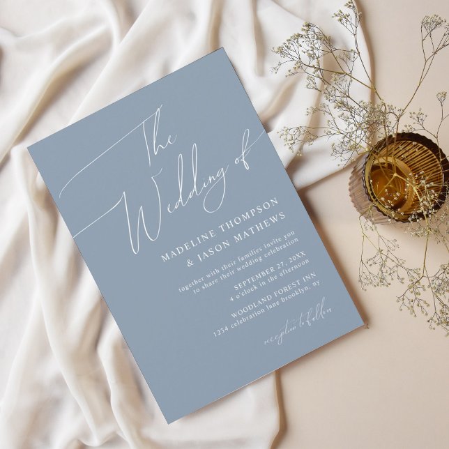 Modern Simple Dusty Blue Script The Wedding Invitation (Creator Uploaded)