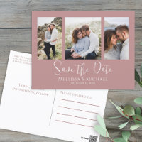 Modern Simple Dusty Rose Elegant 3 Photo Budget 