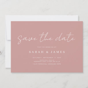 Modern Simple Dusty Rose Wedding Save the Date