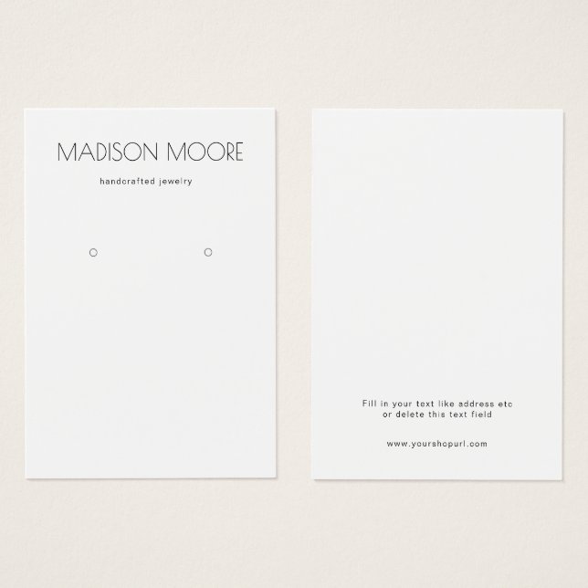 Modern Simple Earring Display Card Small Business (Front & Back)