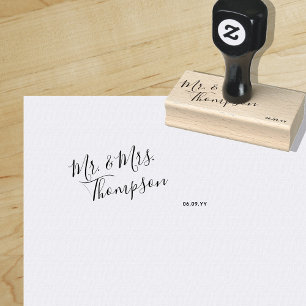 Modern Simple Elegance Wedding Date Rubber Stamp