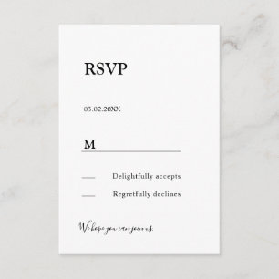 Modern simple elegant Antwortkarte RSVP Enclosure  Card