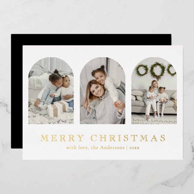 Modern Simple Elegant Arch Photo Collage Christmas (Front/Back)