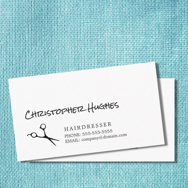 Modern Simple Elegant Black White Hair Stylist Business Card (Creator Uploaded)