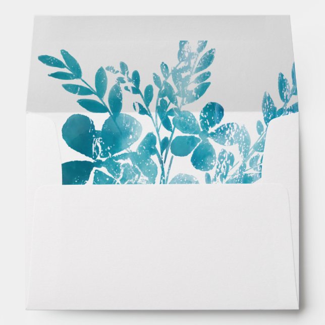 Modern Simple Elegant Blue Floral Personal Brand Envelope (Back (Bottom))