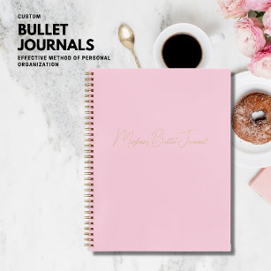 Modern Simple Elegant Blush and Gold Script Bullet Notebook
