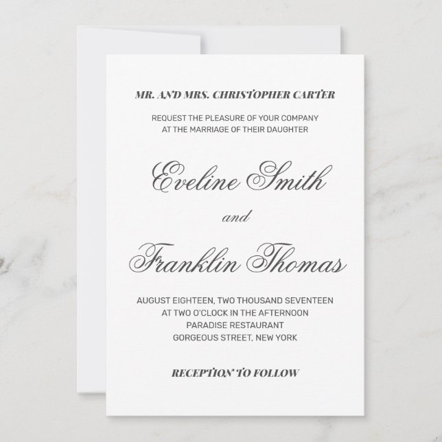 Modern simple elegant calligraphy script font invitation (Front)