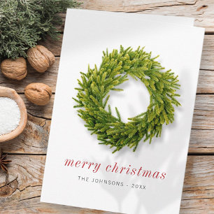 Modern Simple Elegant Chic Christmas Wreath Card