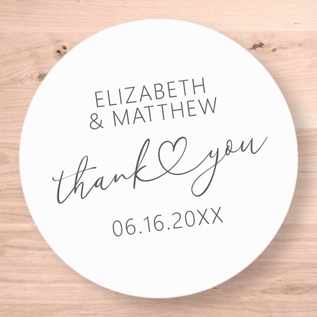 Modern Simple Elegant Chic Minimal Heart Wedding Classic Round Sticker (Creator Uploaded)
