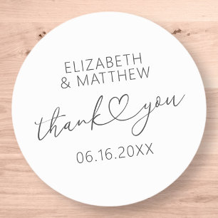 Modern Simple Elegant Chic Minimal Heart Wedding Classic Round Sticker