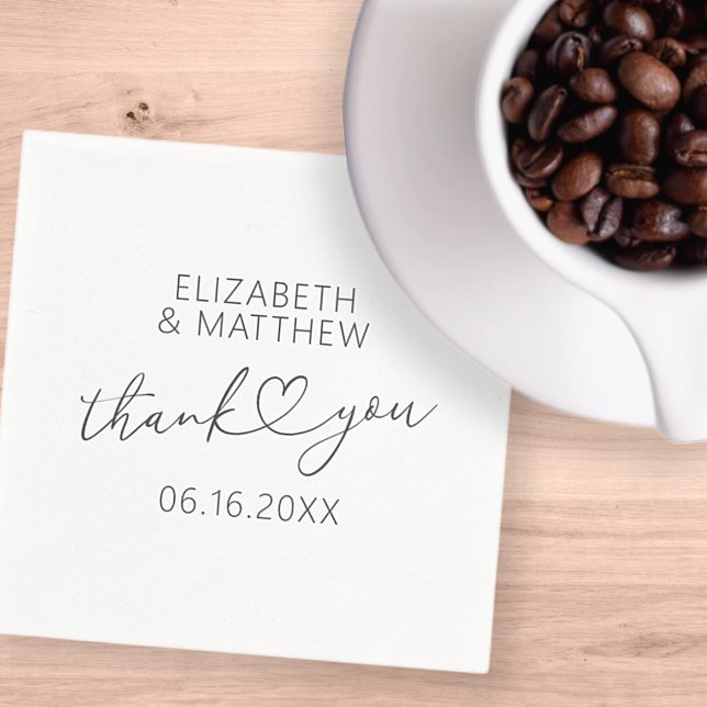 Modern Simple Elegant Chic Minimal Heart Wedding Napkin (Creator Uploaded)