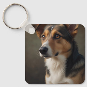 Modern Simple Elegant Chic Pet Photo Key Ring