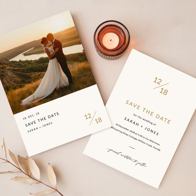 Modern Simple Elegant Chic Photo Wedding Save The Date (Creator Uploaded)