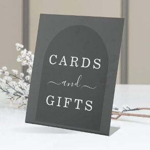 Modern Simple Elegant Dark Grey Arch Cards & Gifts Pedestal Sign