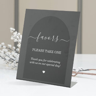 Modern Simple Elegant Dark Grey Arch Favours Pedestal Sign
