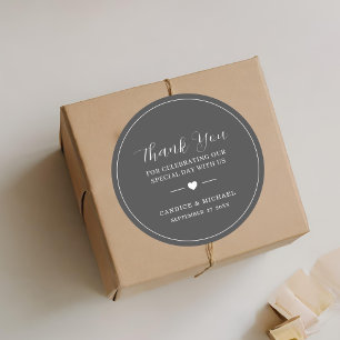 Modern Simple Elegant Dark Grey Classic Round Sticker
