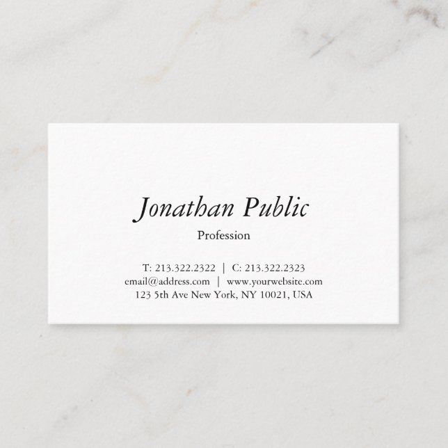 Modern Simple Elegant Design Professional Plain Business Card (Front)