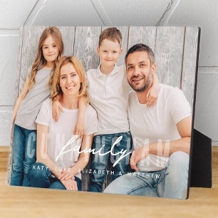 Modern Simple Elegant Family Name Photo Plaque