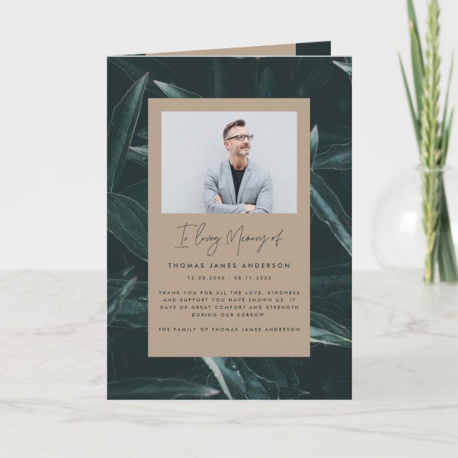 Modern simple elegant funeral program note card (Front)