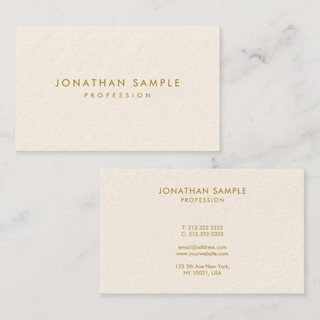 Modern Simple Elegant Gold Text Template Japanese Business Card (Front/Back)
