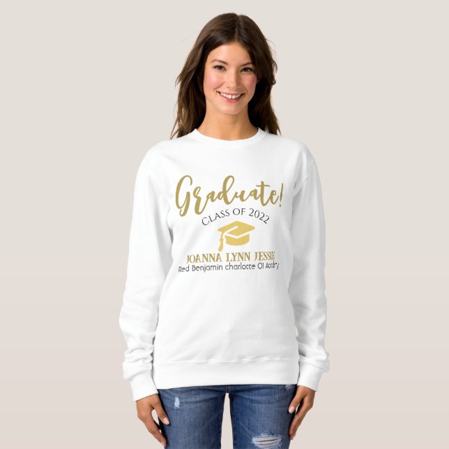 Modern Simple Elegant Graduation gold Cap Script Sweatshirt (Front Full)