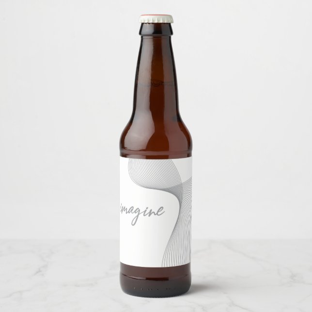 Modern, simple, elegant graphic design of Imagine Beer Bottle Label (Front)