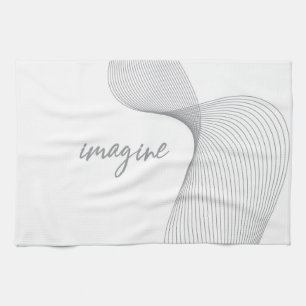 Modern, simple, elegant graphic design of Imagine Tea Towel
