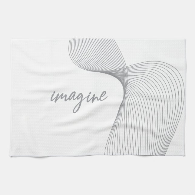Modern, simple, elegant graphic design of Imagine Tea Towel (Horizontal)