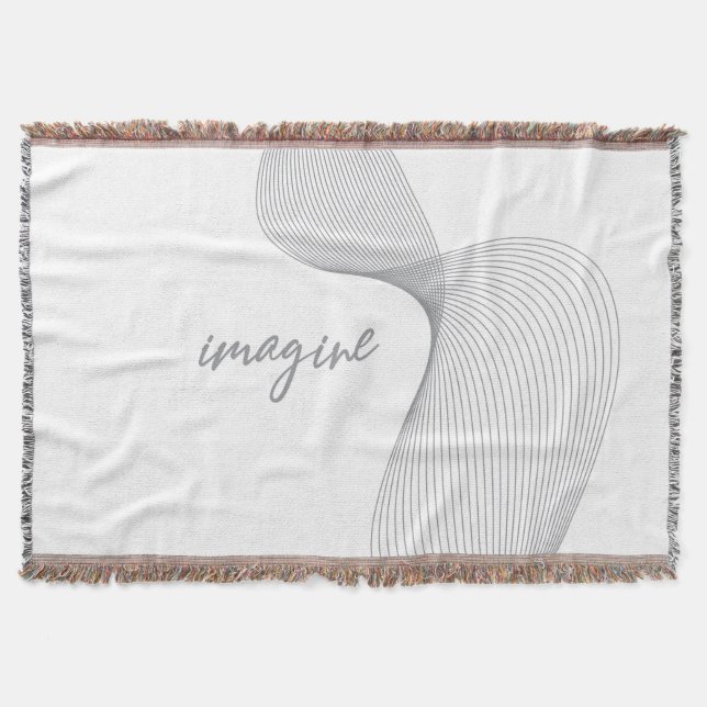 Modern, simple, elegant graphic design of Imagine Throw Blanket (Front)