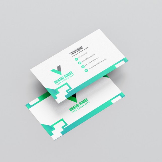 Modern Simple Elegant Green  Business Card (Creator Uploaded)