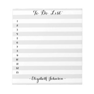 Modern Simple Elegant Grey Striped Home To Do List Notepad