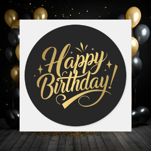 Modern Simple Elegant Happy Birthday Classic Round Sticker
