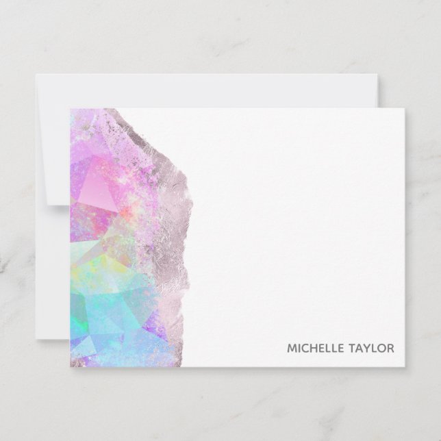 Modern Simple Elegant Holograph Opal Iridescent No Card (Front)