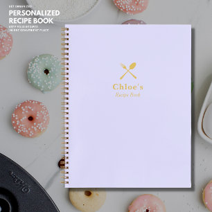 Modern Simple Elegant Lilac and Gold Recipe Book