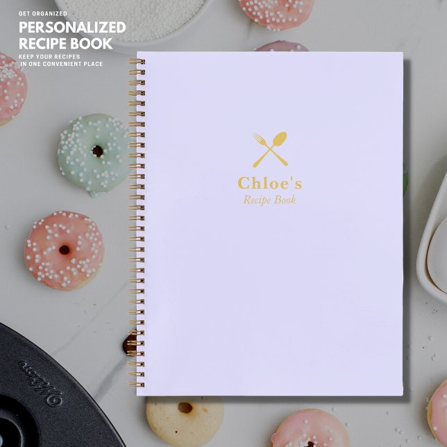 Modern Simple Elegant Lilac and Gold Recipe Book (Creator Uploaded)