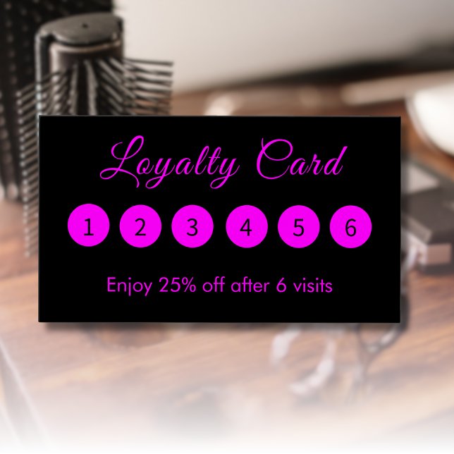 Modern Simple Elegant Magenta Black Loyalty Cards (Creator Uploaded)