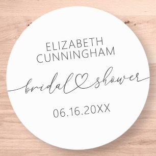 Modern Simple Elegant Minimal Heart Bridal Shower  Classic Round Sticker