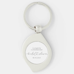 Modern Simple Elegant Minimal Heart Bridal Shower Key Ring
