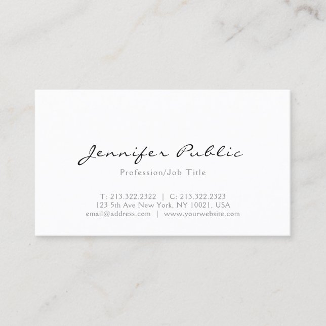 Modern Simple Elegant Minimalist Professional Top Business Card (Front)