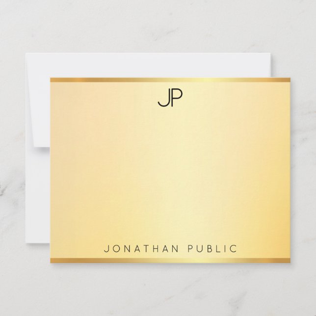 Modern Simple Elegant Monogram Gold Look Template (Front)