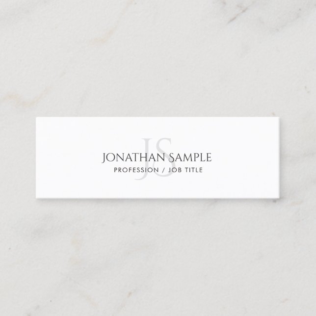 Modern Simple Elegant Monogram Plain Trendy Mini Business Card (Front)