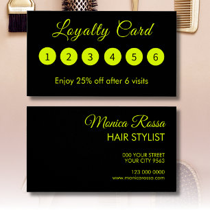 Modern Simple Elegant Neon Chartreus Loyalty Cards