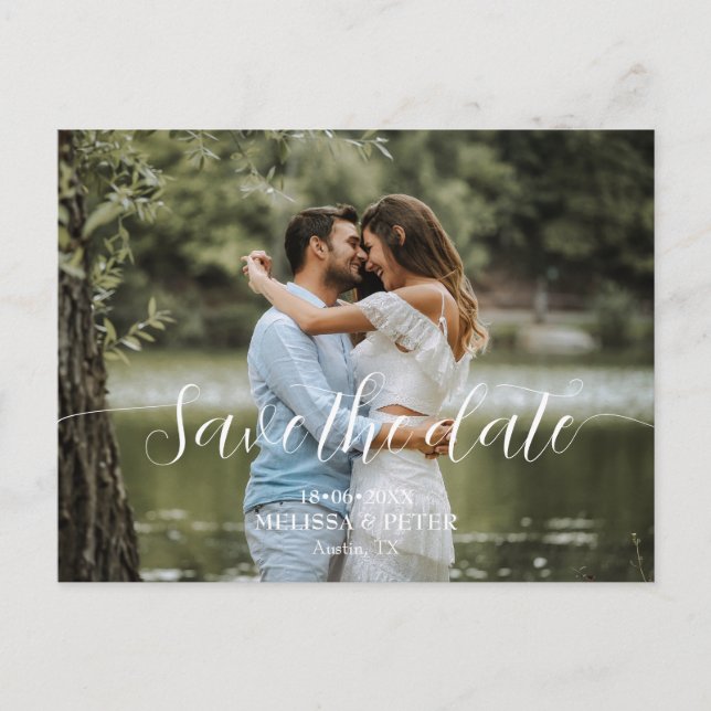 Modern Simple Elegant Photo Save the date Postcard (Front)