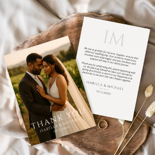 Modern Simple Elegant Photo Wedding Thank You Card