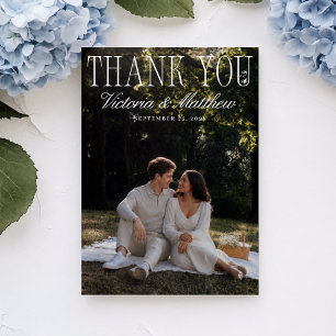 Modern Simple Elegant Photo Wedding Thank You Card