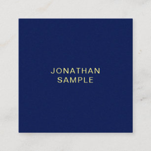Modern Simple Elegant Professional Dark Blue Gold Square Business Card